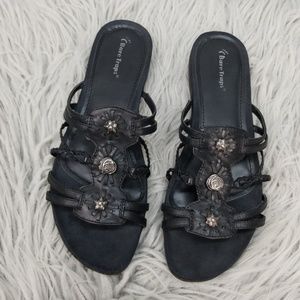 BareTrap Black Silver Mandy Sandals Size 11